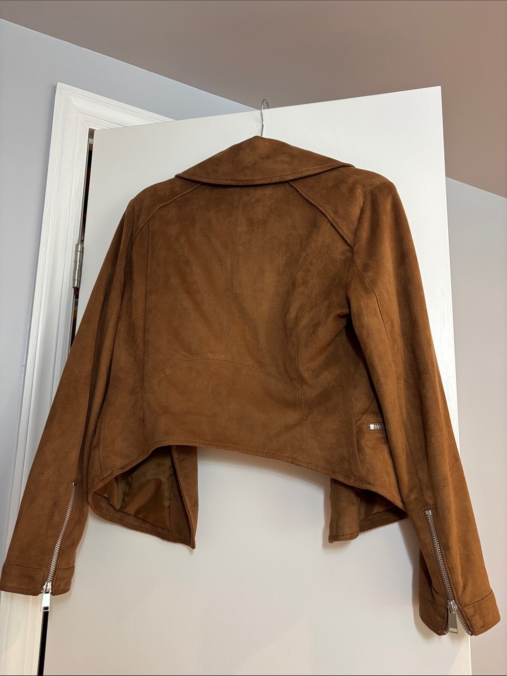 Cotton On Cognac Brown Suede-Look Moto Jacket - Picture 2 of 3